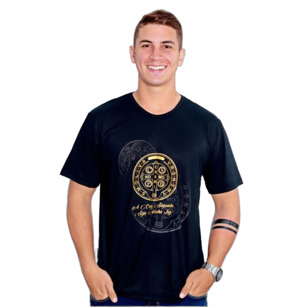 Camiseta Religiosa Católica Cruz Sagrada São Bento CS1080