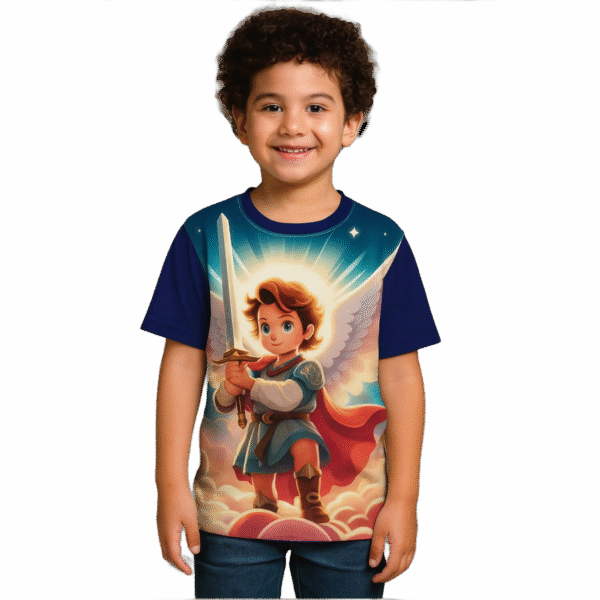 Camiseta infantil Religiosa Católica São Miguel CIFT3195